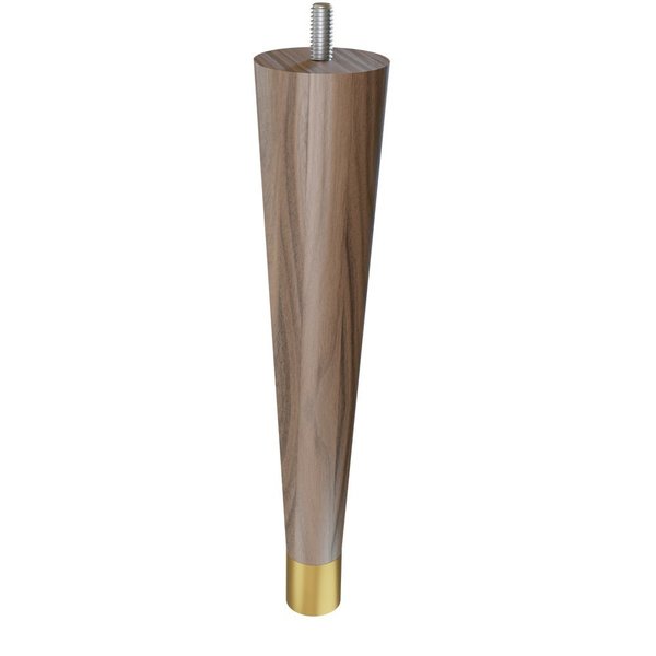 Designs Of Distinction 9" Round Tapered Leg with bolt and 1" Satin Brass Ferrule - Walnut 01240009WLSB6